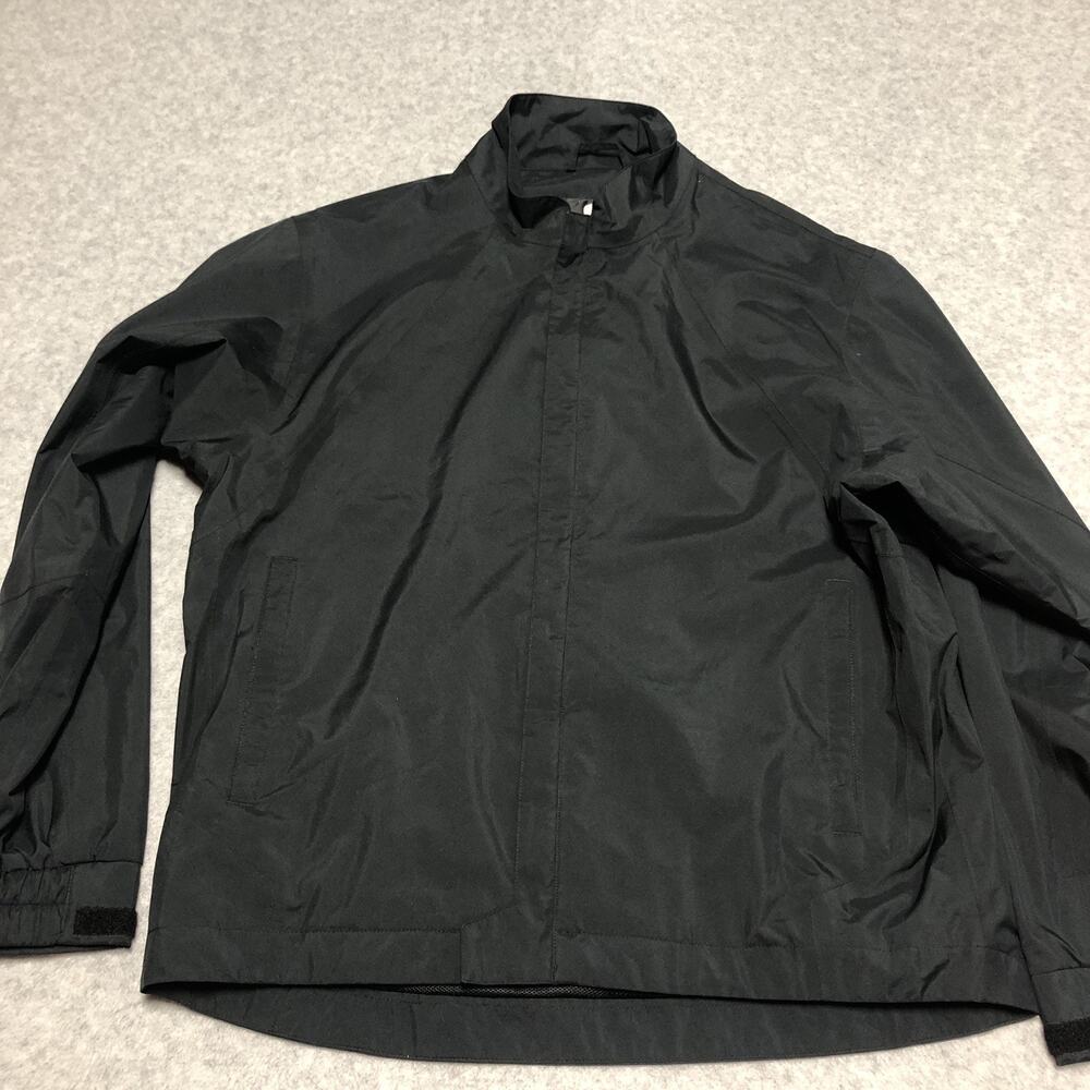 FootJoy DryJoys Mens Medium Black Golf Jacket Full Zip Windbreaker Waterproof